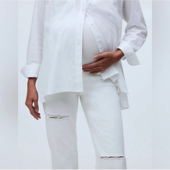 NWT Madewell The Maternity Over-the-Belly '90s Straight Jean in Tile White - Picture 2 of 13